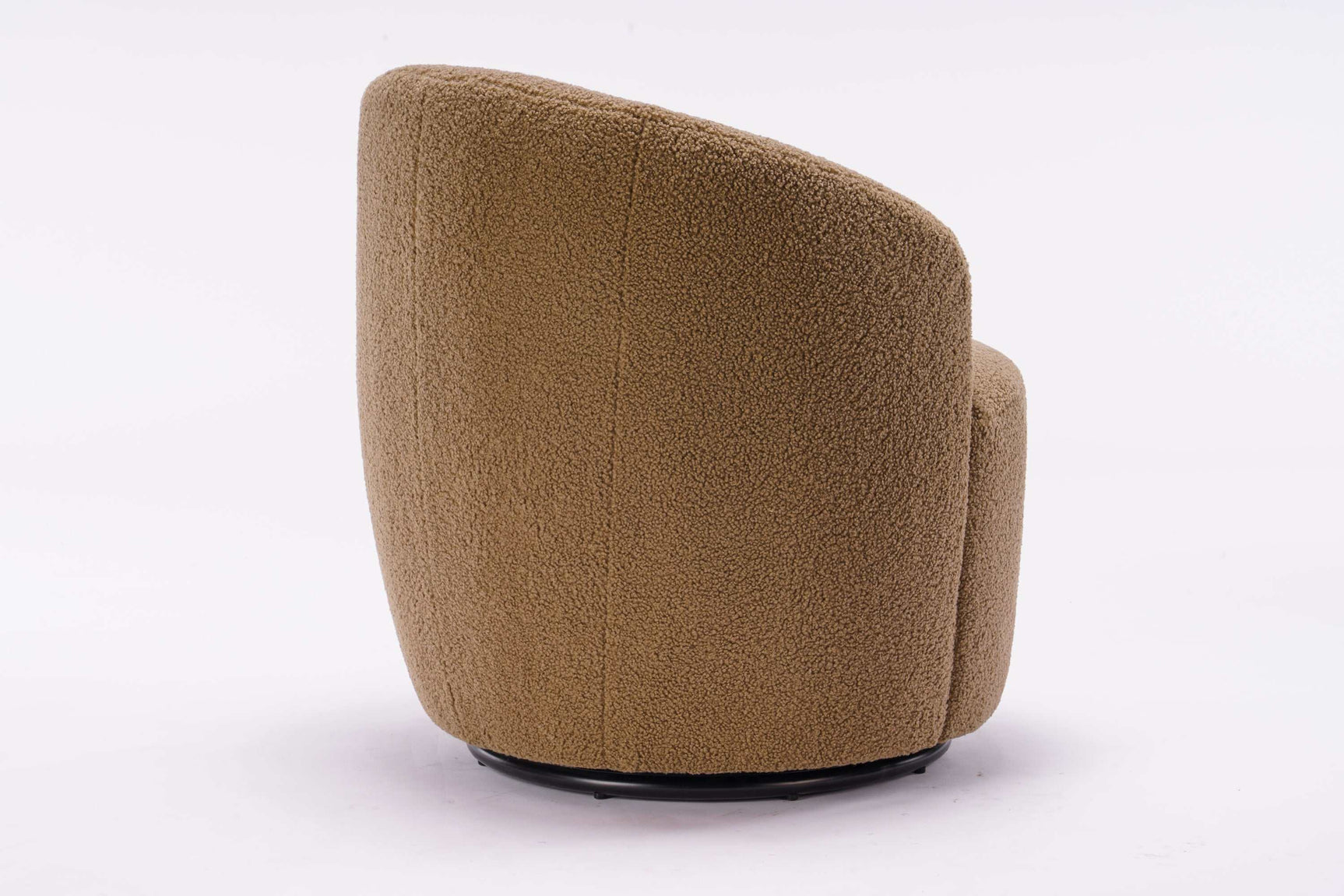 Tule Boucle Swivel Accent Armchair with Metal Ring Detail Coffee Brown - Ornate Home