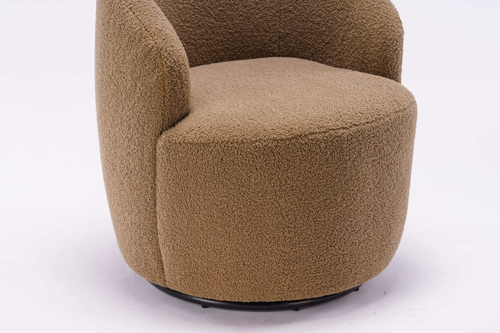 Tule Boucle Swivel Accent Armchair with Metal Ring Detail Coffee Brown - Ornate Home
