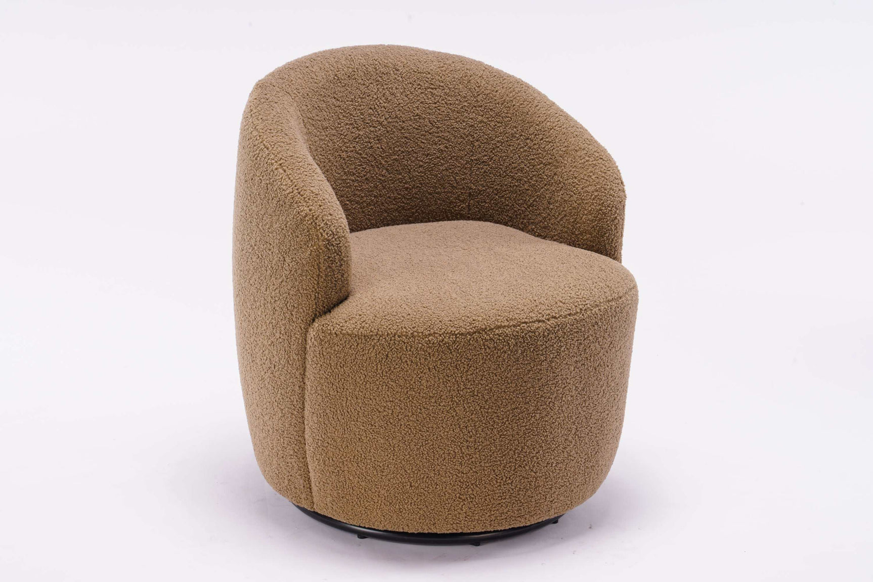 Tule Boucle Swivel Accent Armchair with Metal Ring Detail Coffee Brown - Ornate Home