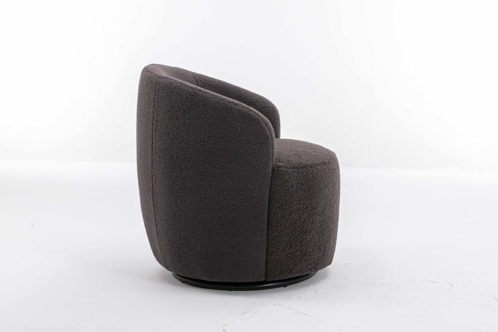 Tule Boucle Swivel Accent Armchair with Metal Ring Detail Dark Gray - Ornate Home