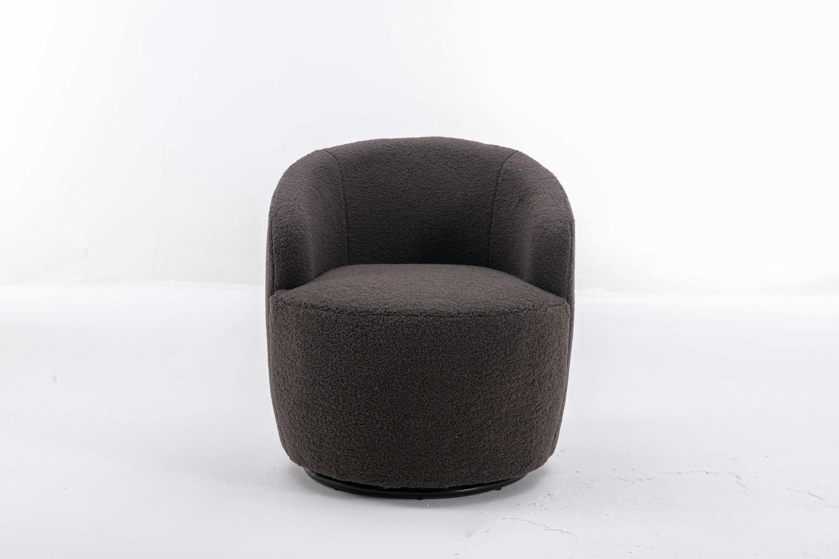 Tule Boucle Swivel Accent Armchair with Metal Ring Detail Dark Gray - Ornate Home