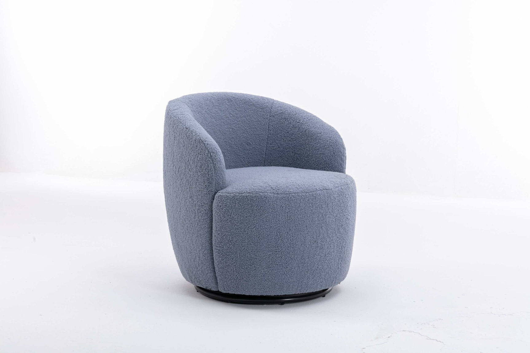 Tule Boucle Swivel Accent Armchair with Metal Ring Detail Light Blue - Ornate Home