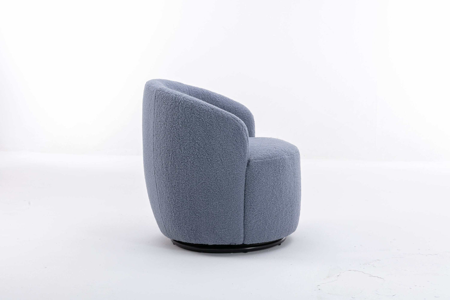 Tule Boucle Swivel Accent Armchair with Metal Ring Detail Light Blue - Ornate Home