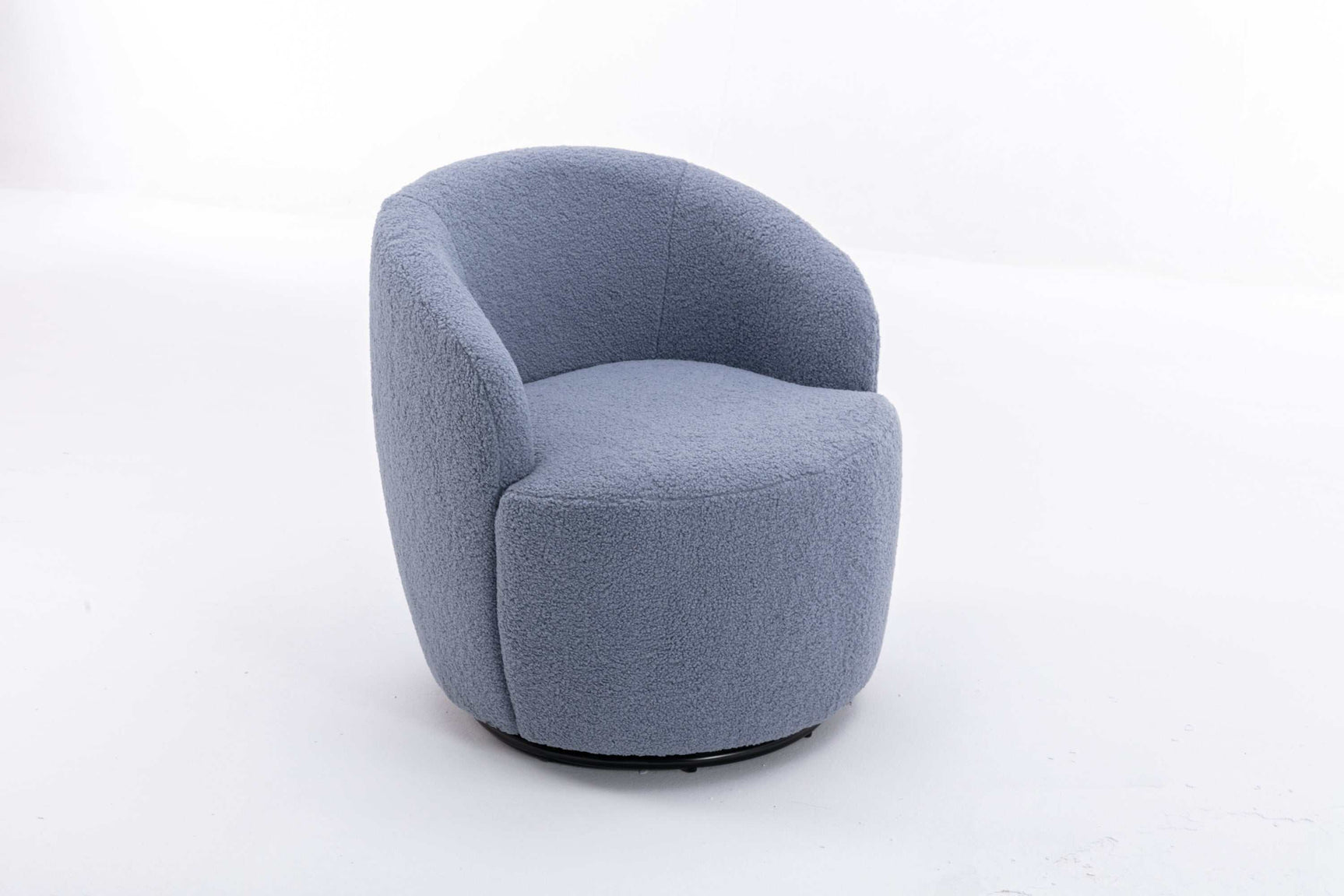 Tule Boucle Swivel Accent Armchair with Metal Ring Detail Light Blue - Ornate Home