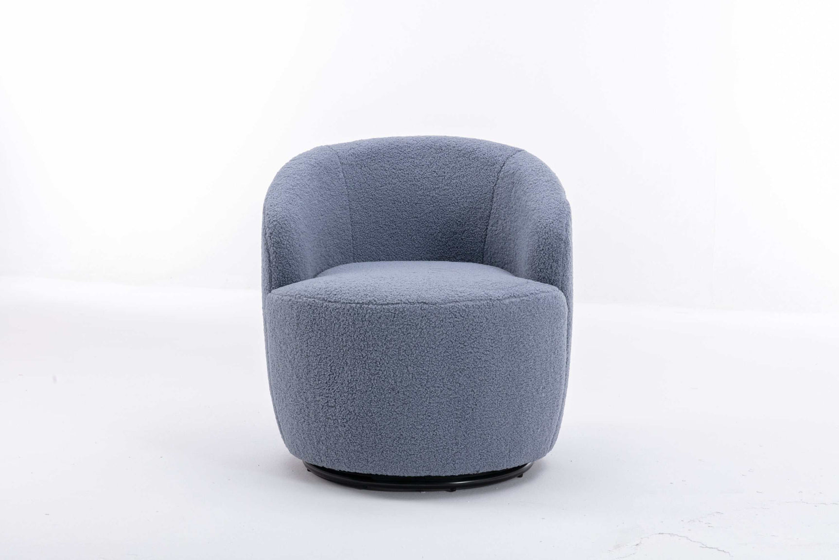 Tule Boucle Swivel Accent Armchair with Metal Ring Detail Light Blue - Ornate Home