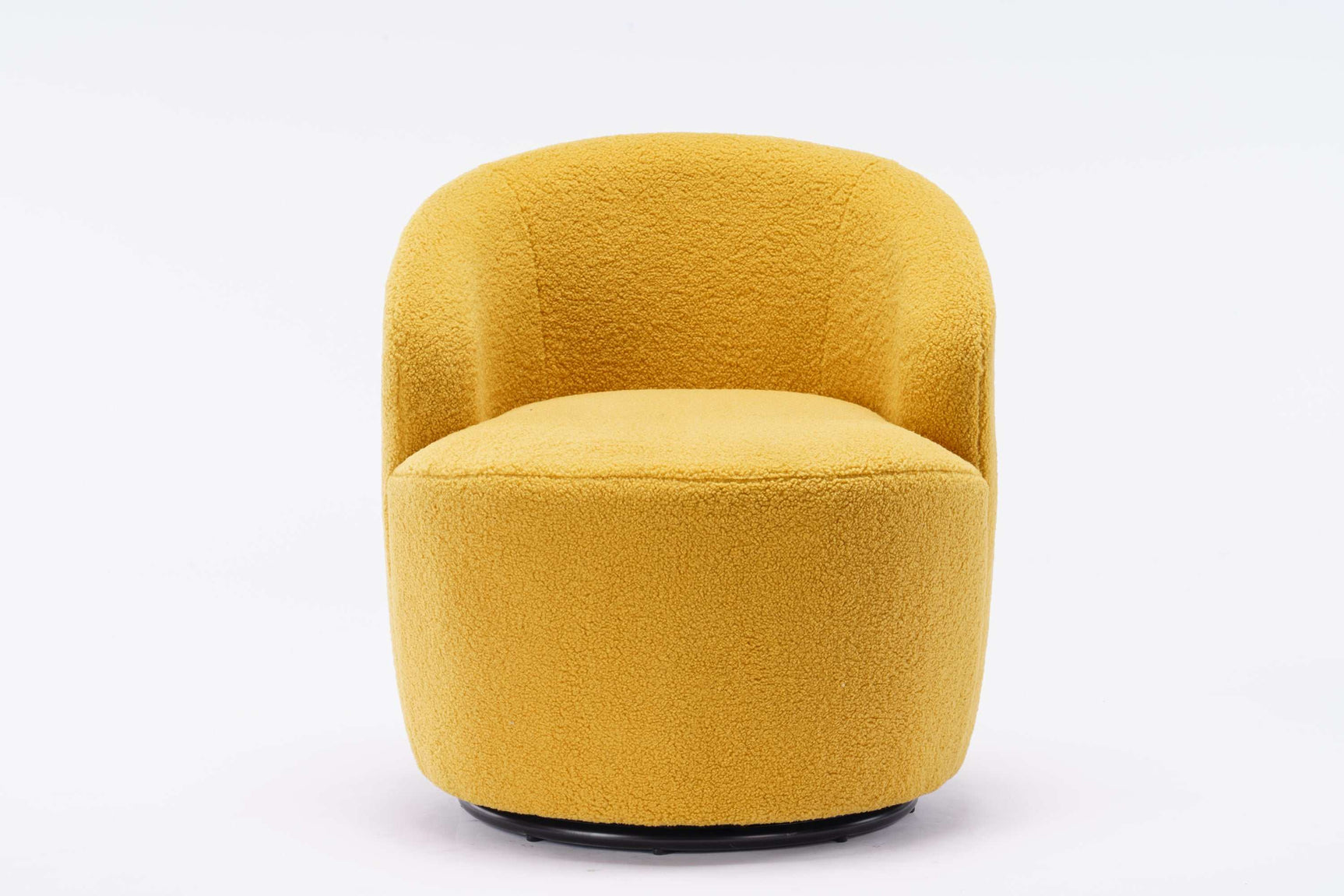 Tule Boucle Swivel Accent Armchair with Metal Ring Detail Yellow - Ornate Home