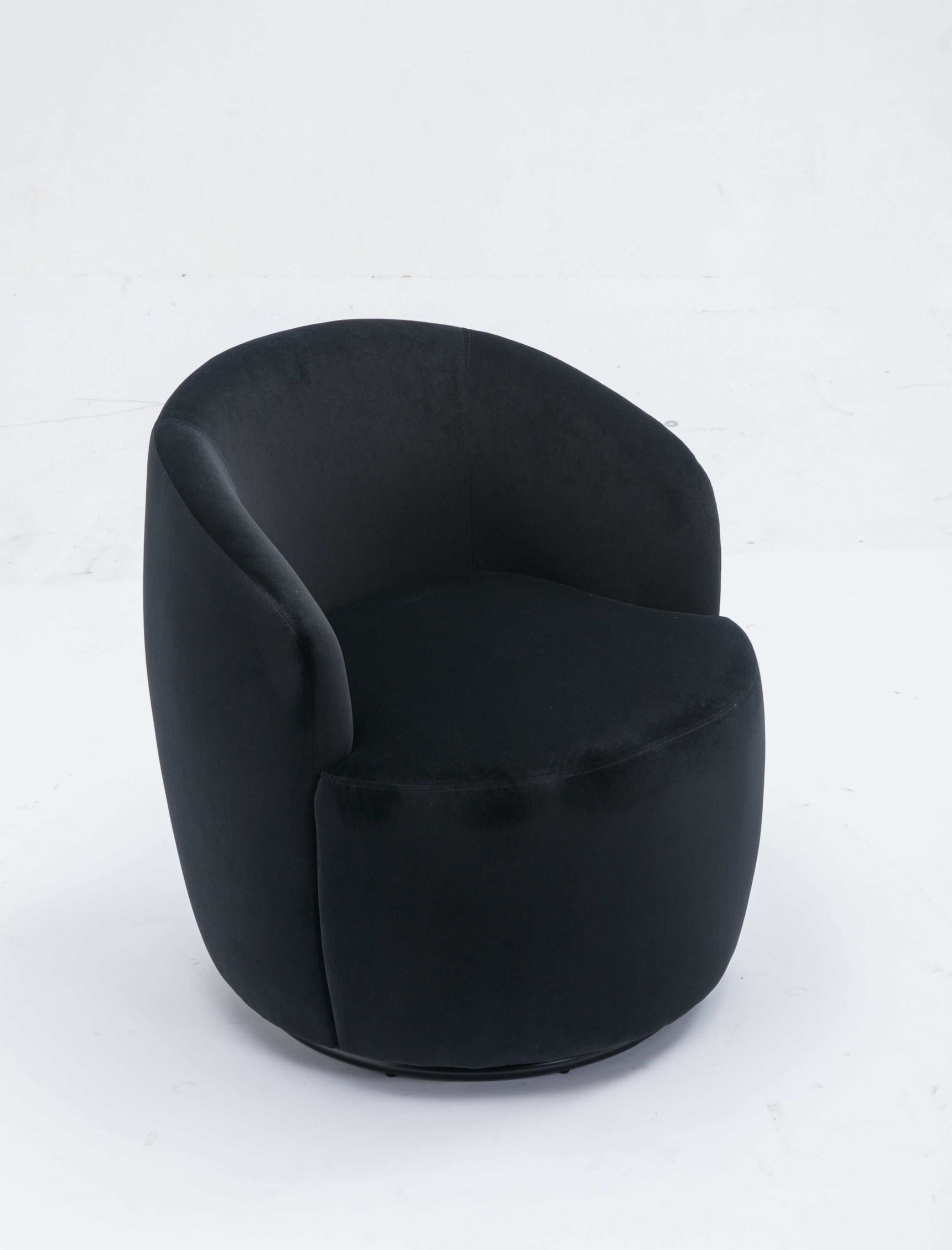 Tule Velvet Swivel Accent Armchair with Metal Ring Detail Black - Ornate Home