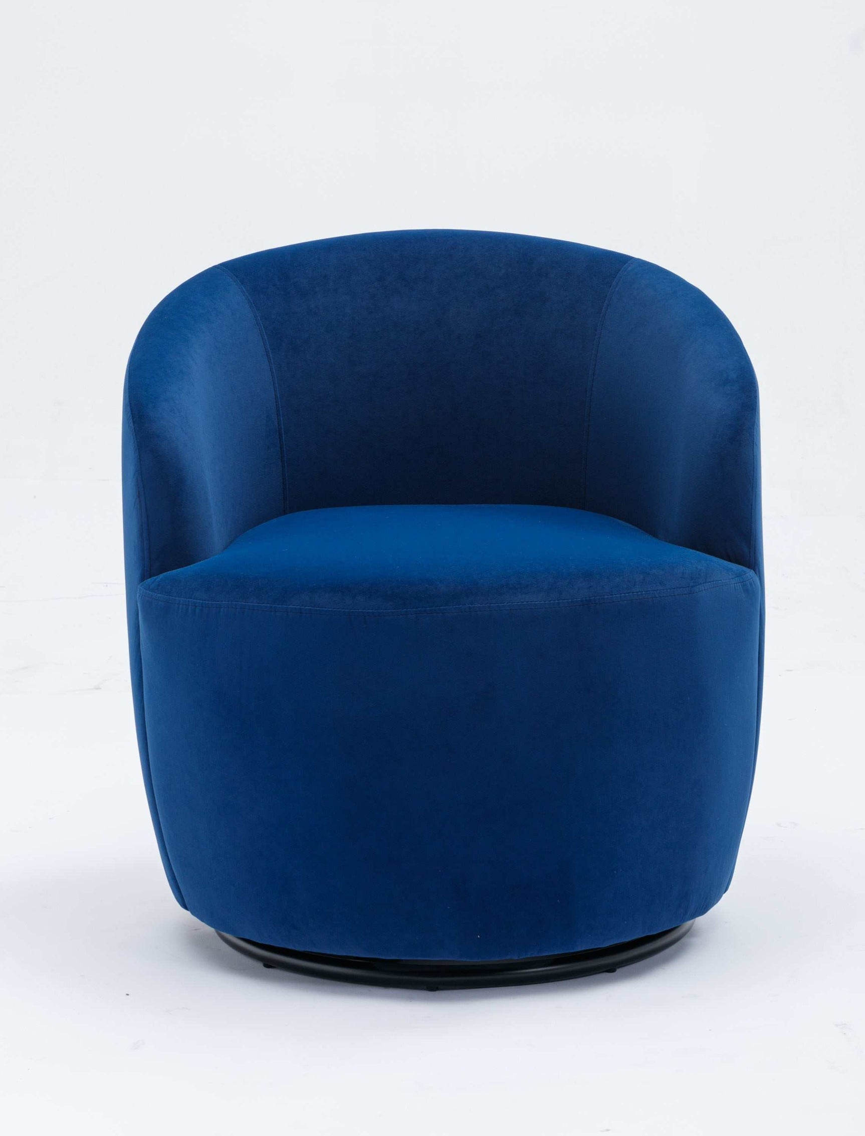 Tule Velvet Swivel Accent Armchair with Metal Ring Detail Blue - Ornate Home
