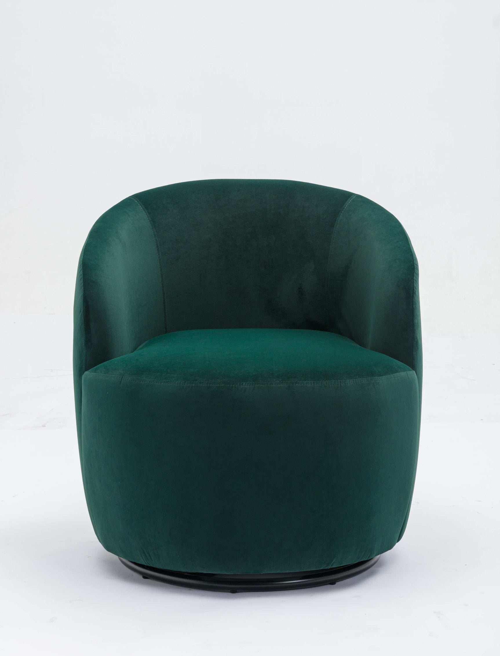 Tule Velvet Swivel Accent Armchair with Metal Ring Detail Green - Ornate Home