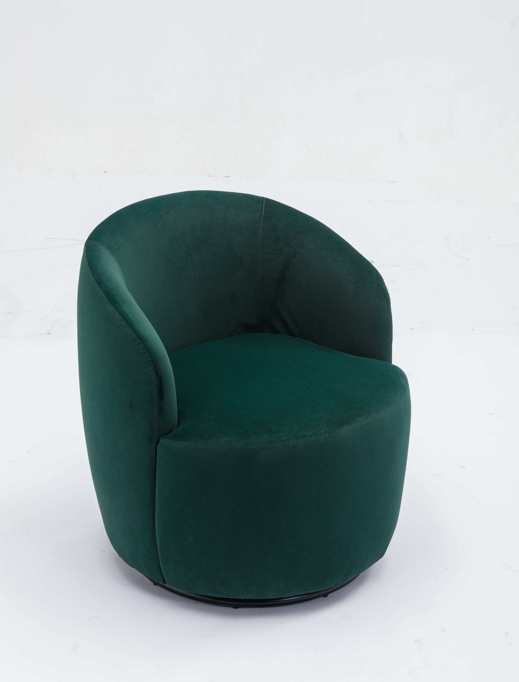 Tule Velvet Swivel Accent Armchair with Metal Ring Detail Green - Ornate Home