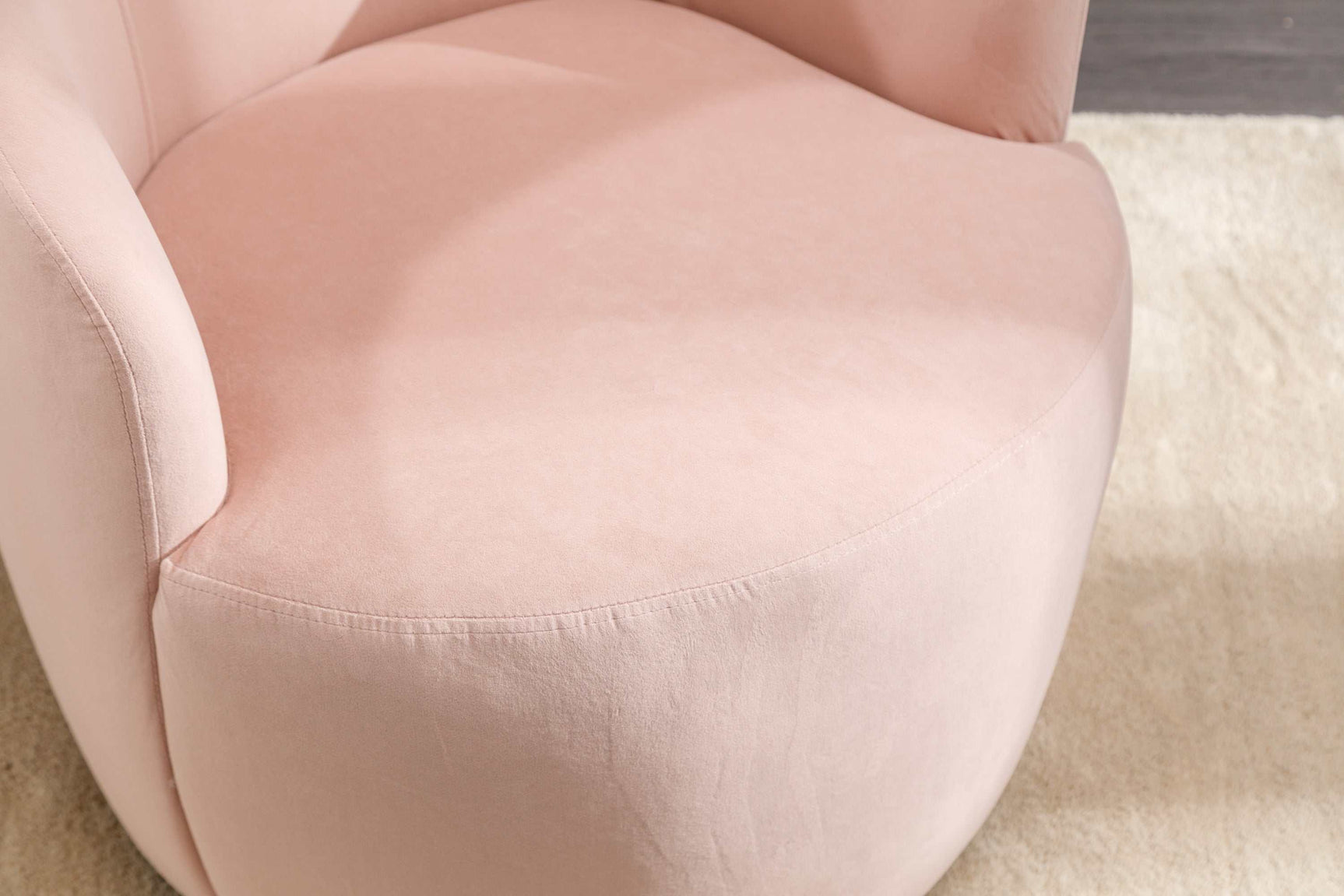 Tule Velvet Swivel Accent Armchair with Metal Ring Detail Pink - Ornate Home