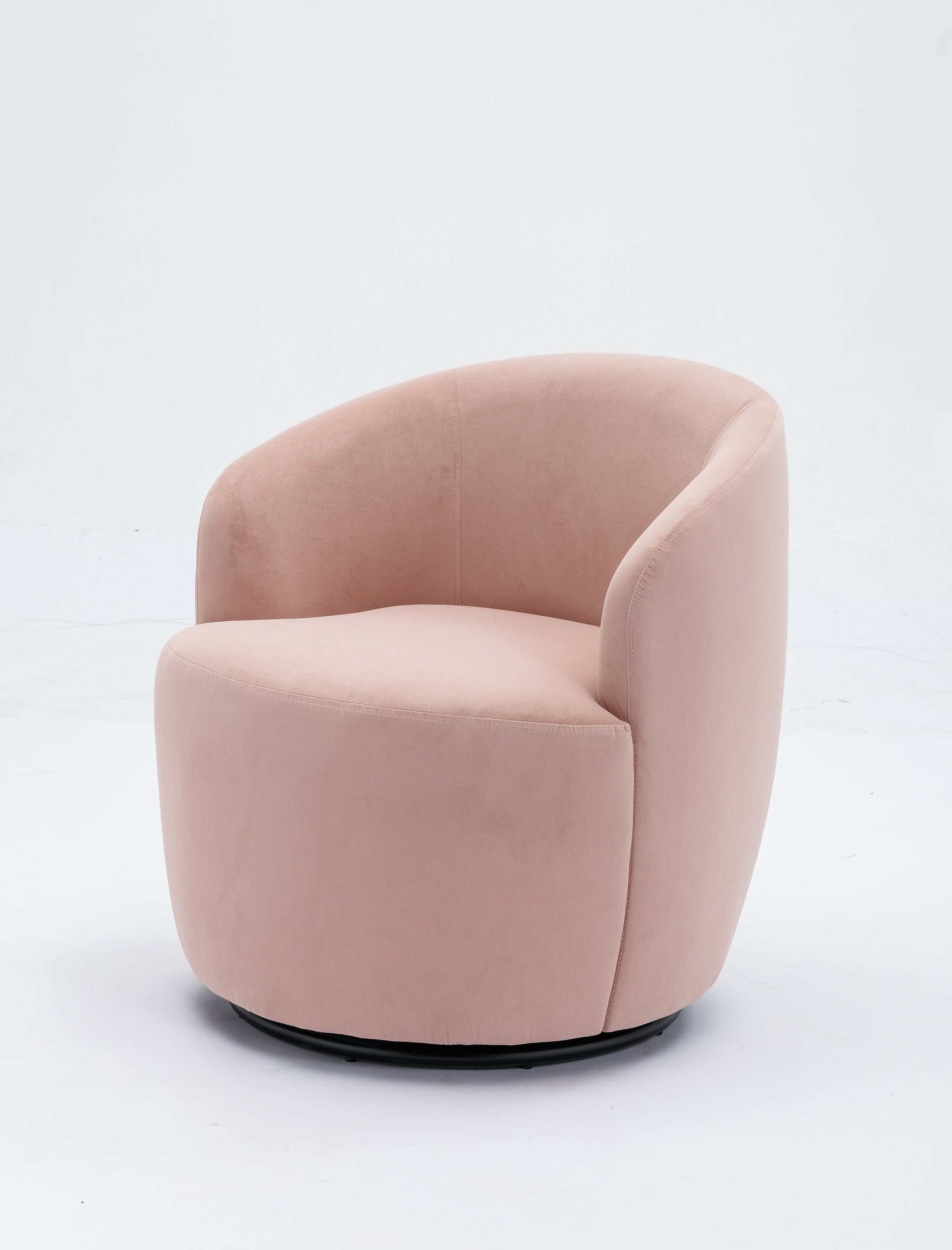 Tule Velvet Swivel Accent Armchair with Metal Ring Detail Pink - Ornate Home