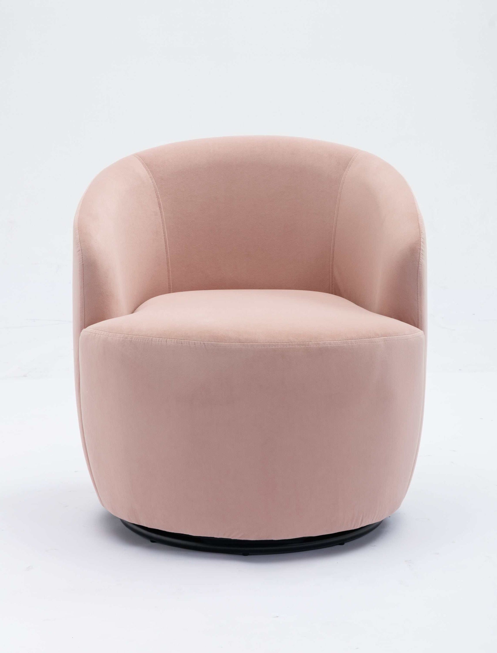 Tule Velvet Swivel Accent Armchair with Metal Ring Detail Pink - Ornate Home