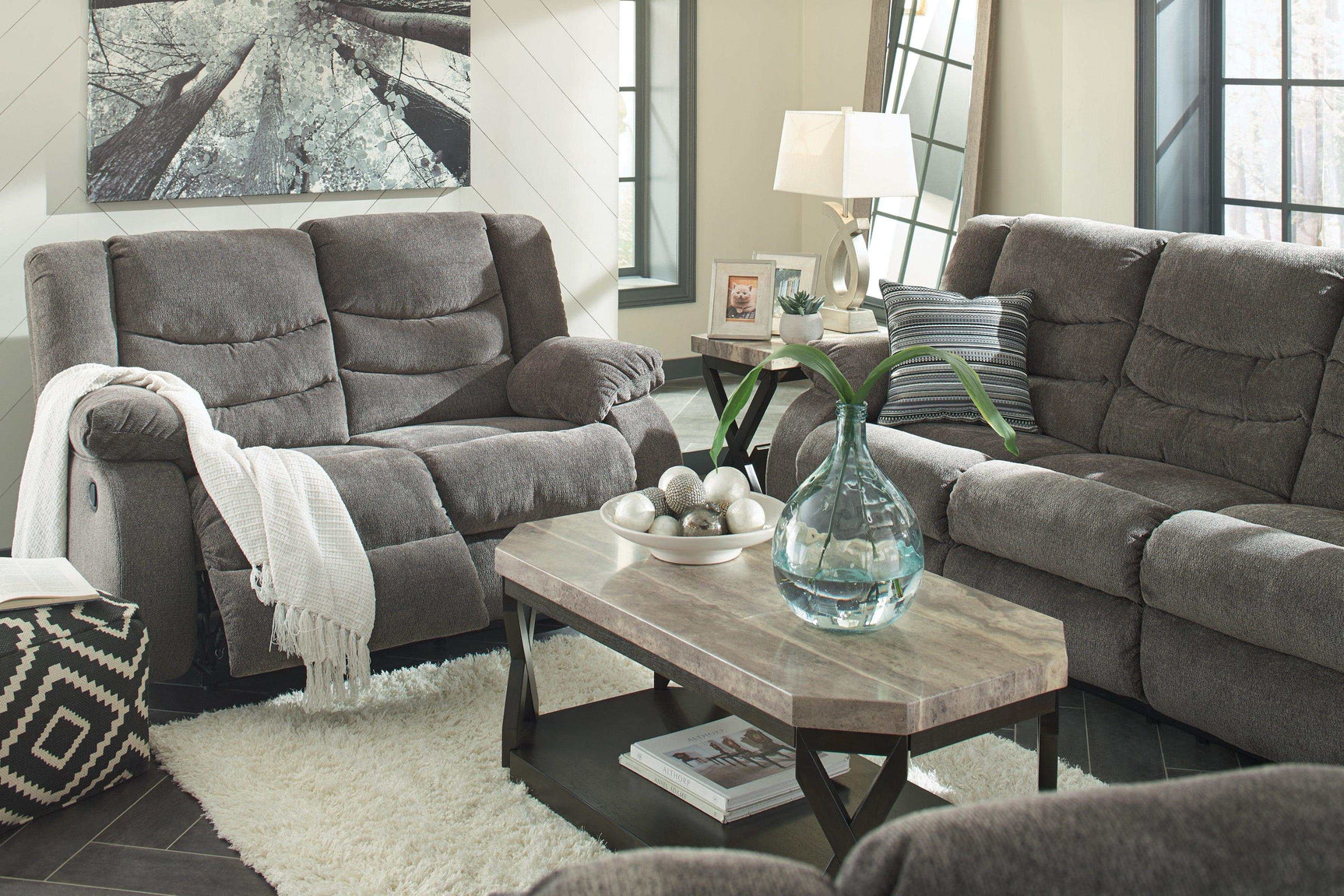 Tulen Gray Manual Reclining Sofa & Loveseat - Ornate Home