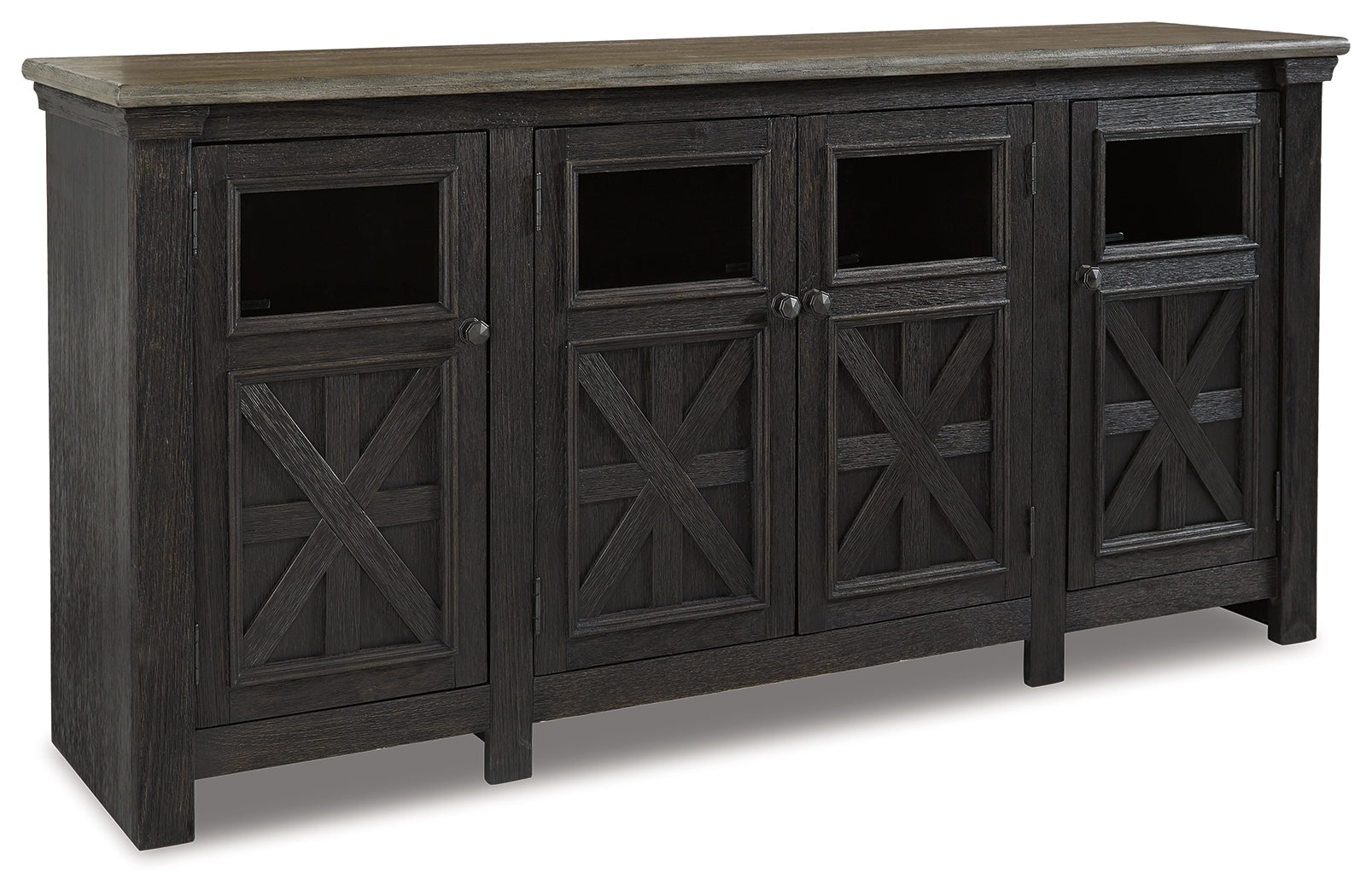 Tyler Creek Black/Gray 74" TV Stand - Ornate Home