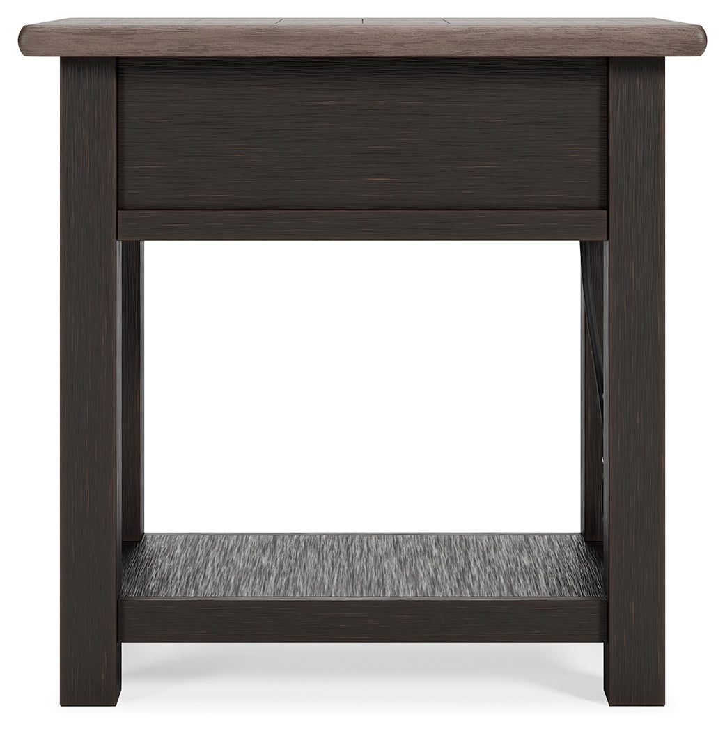 Tyler Creek Grayish Brown/Black Chairside End Table - Ornate Home
