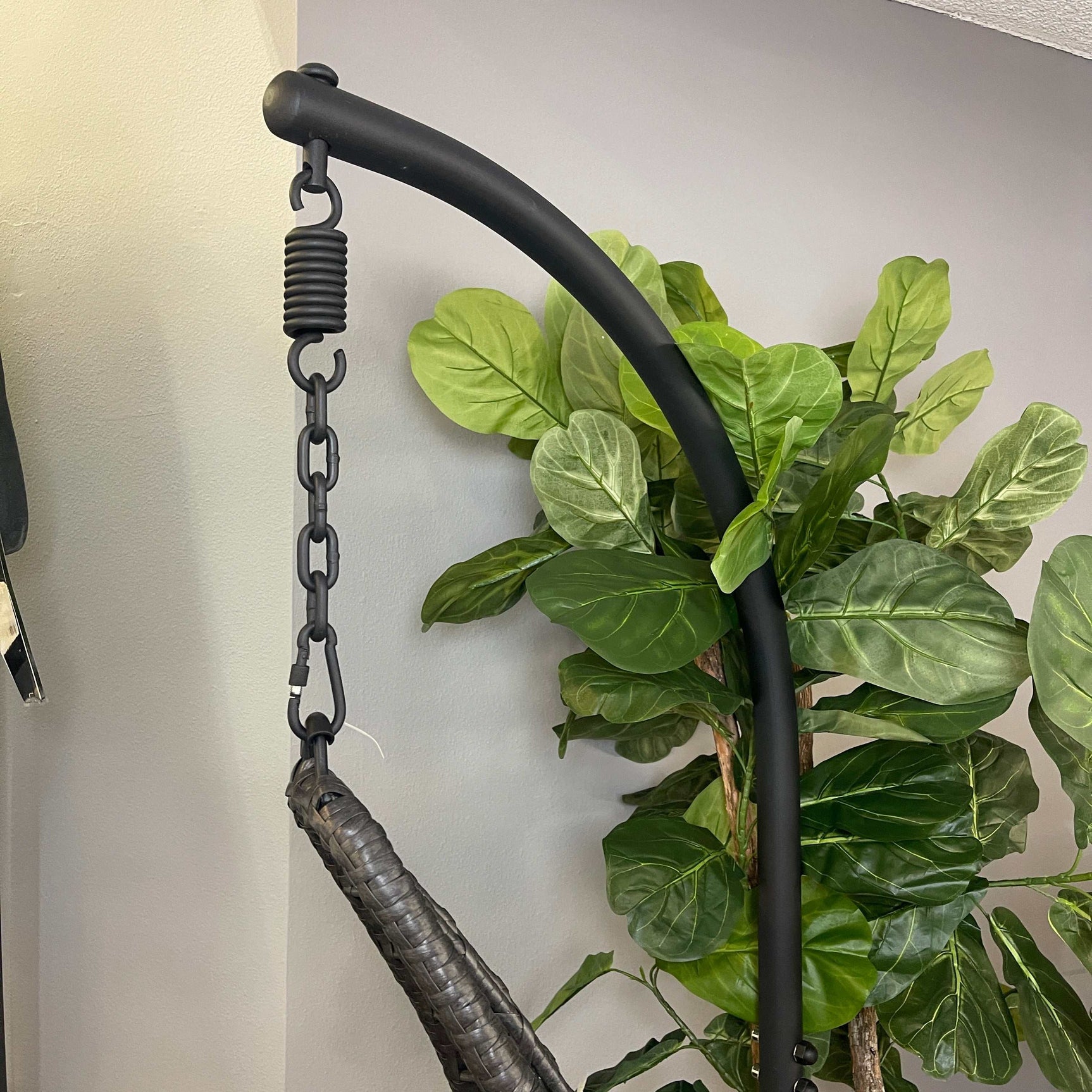 Uzae Gray Patio Swing Chair w/ Stand - Ornate Home