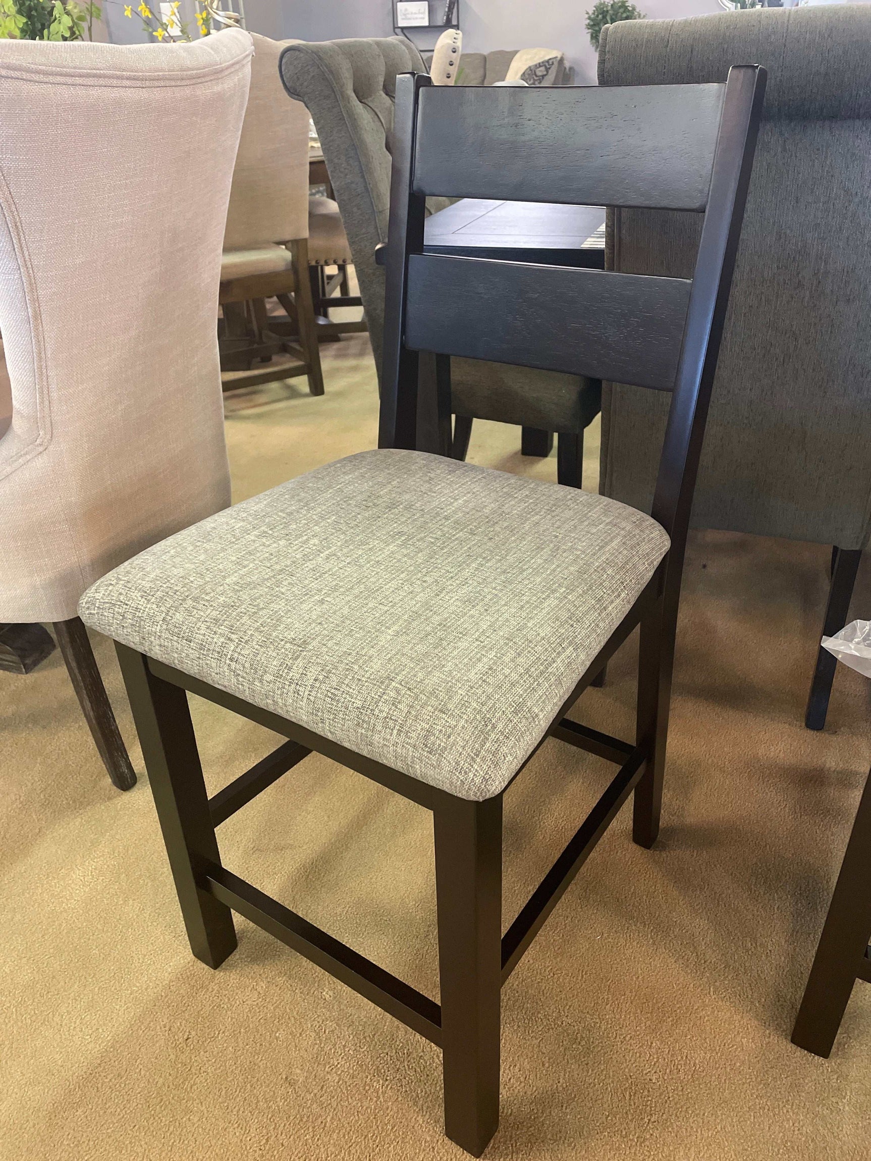 Valdor Espresso & Gray Counter Height Chair (Set of 2) - Ornate Home