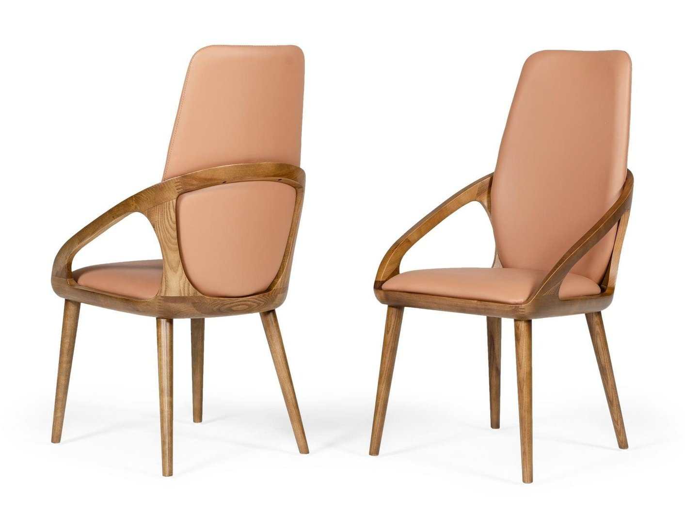 Valier Walnut & Brown Leatherette Dining Chair (Set of 2) - Ornate Home