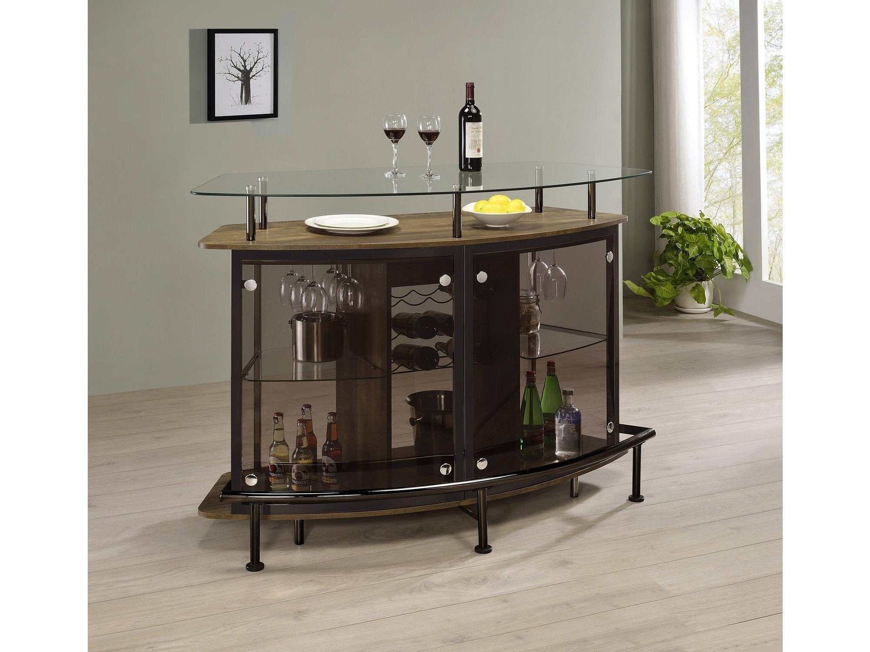 Varo Brown & Black Glass Top Bar Unit - Ornate Home