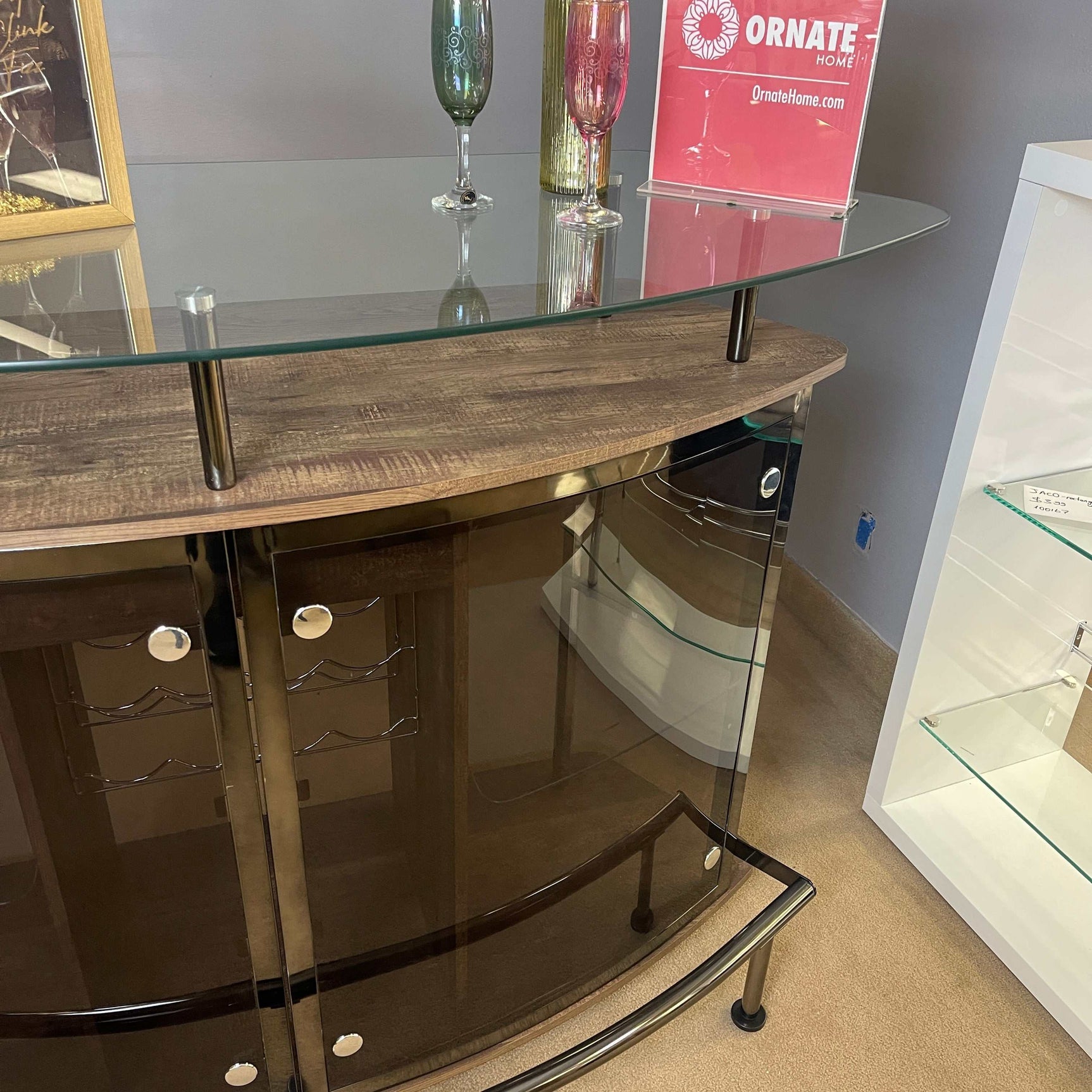 Varo Brown & Black Glass Top Bar Unit - Ornate Home