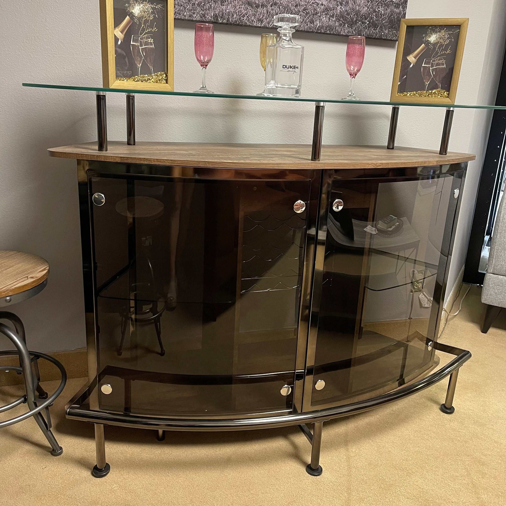 Varo Brown & Black Glass Top Bar Unit - Ornate Home