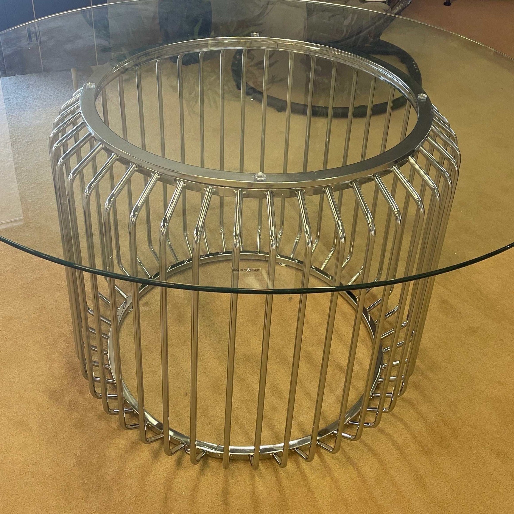 Veena Polished Chrome Round Dining Table Base - Ornate Home