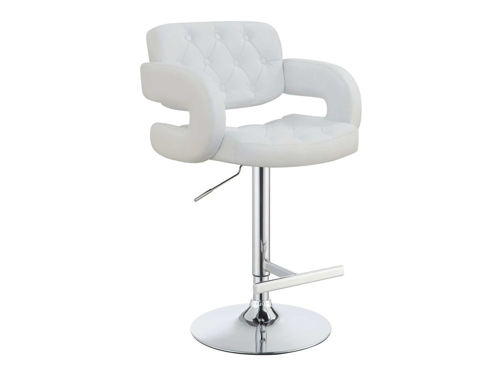 Veer White & Chrome 29″ Adjustable Height Bar Stool - Ornate Home