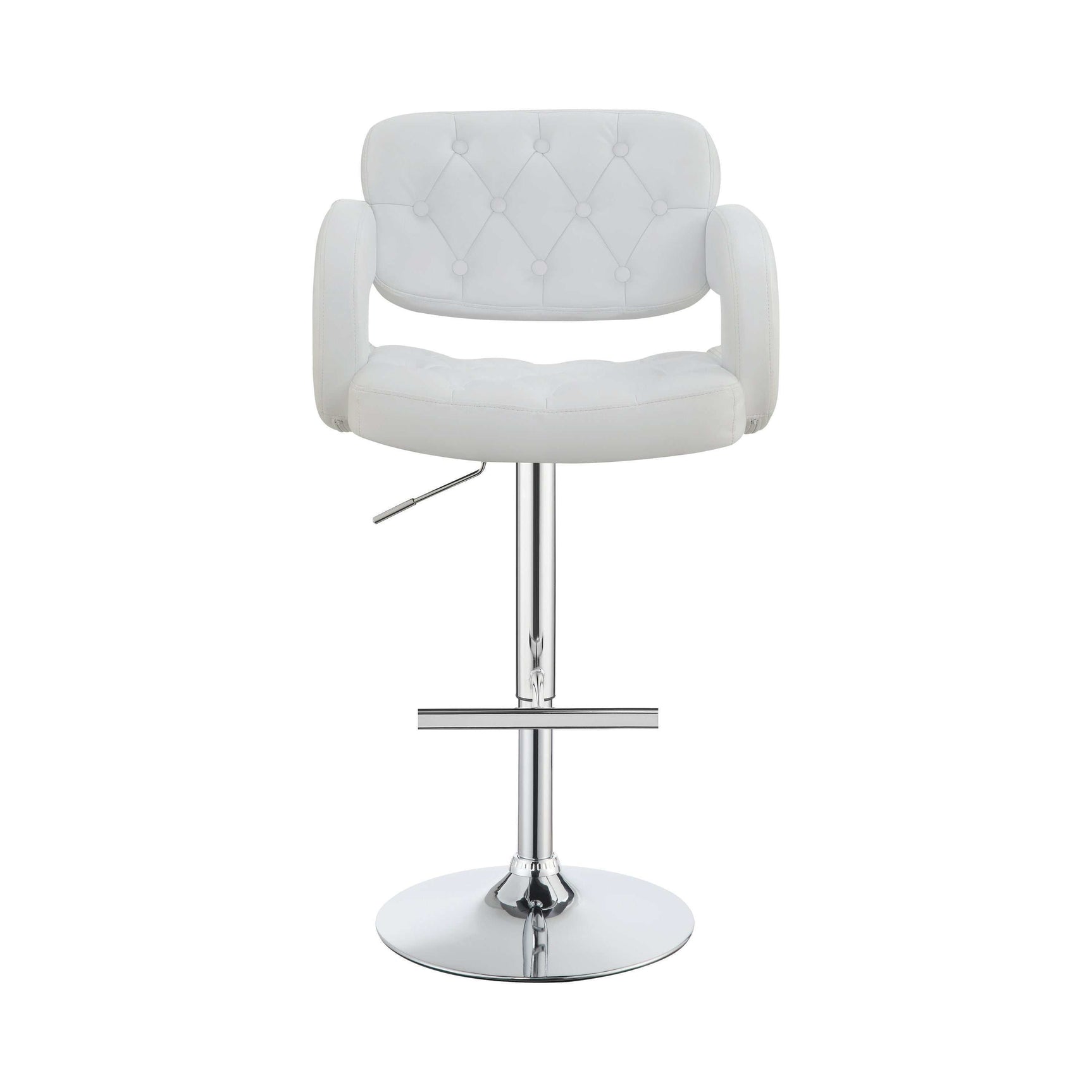 Veer White & Chrome 29″ Adjustable Height Bar Stool - Ornate Home