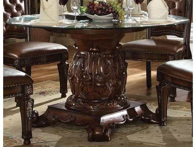 Vendome Cherry Dining Table w 54" Glass Top - Ornate Home