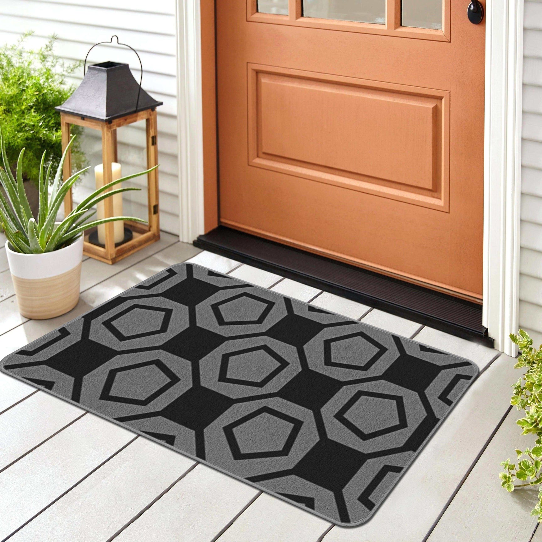 Ventura Black Geometric Indoor NonSlip Area Rugs - Ornate Home