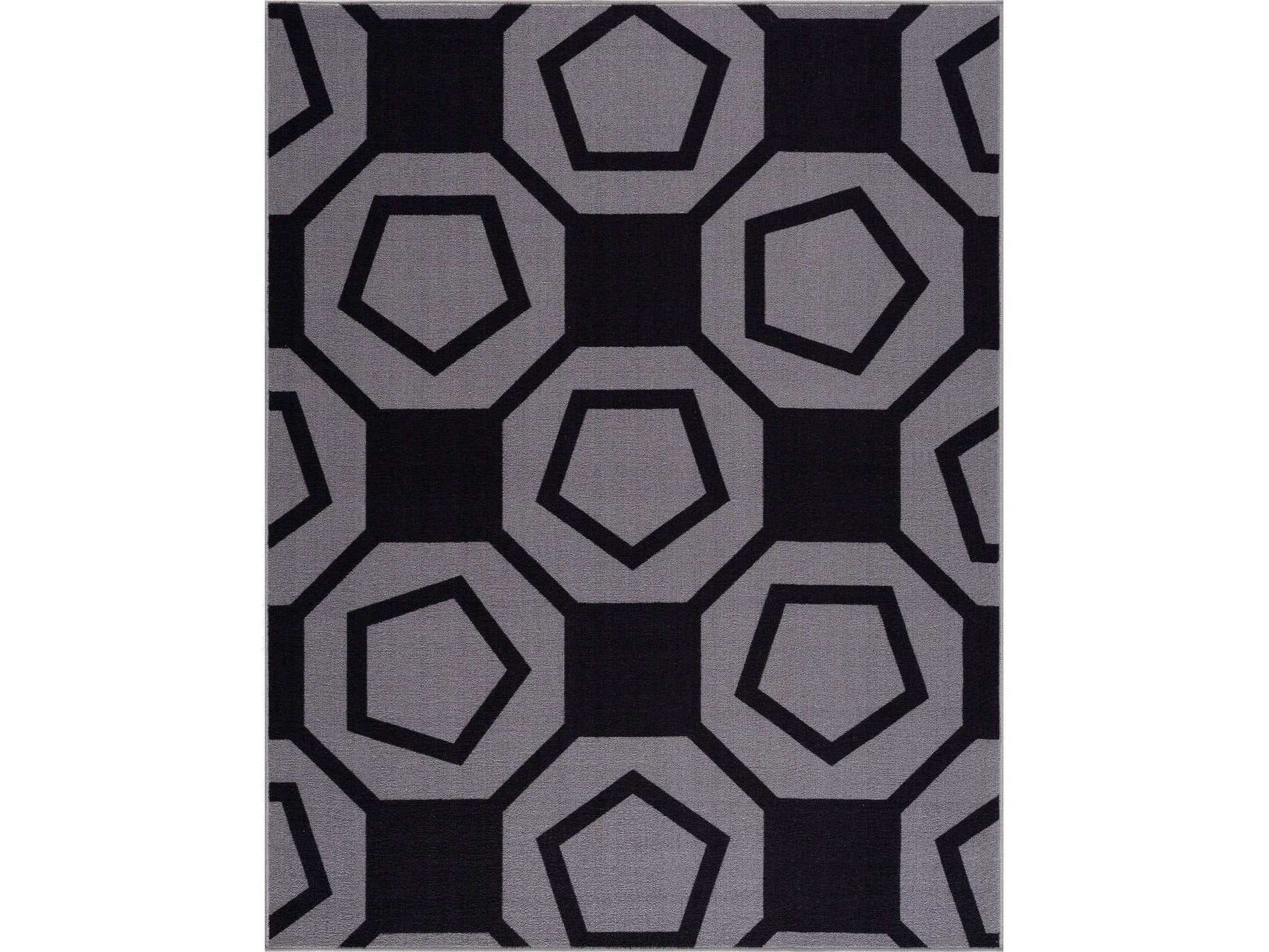 Ventura Black Geometric Indoor NonSlip Area Rugs - Ornate Home
