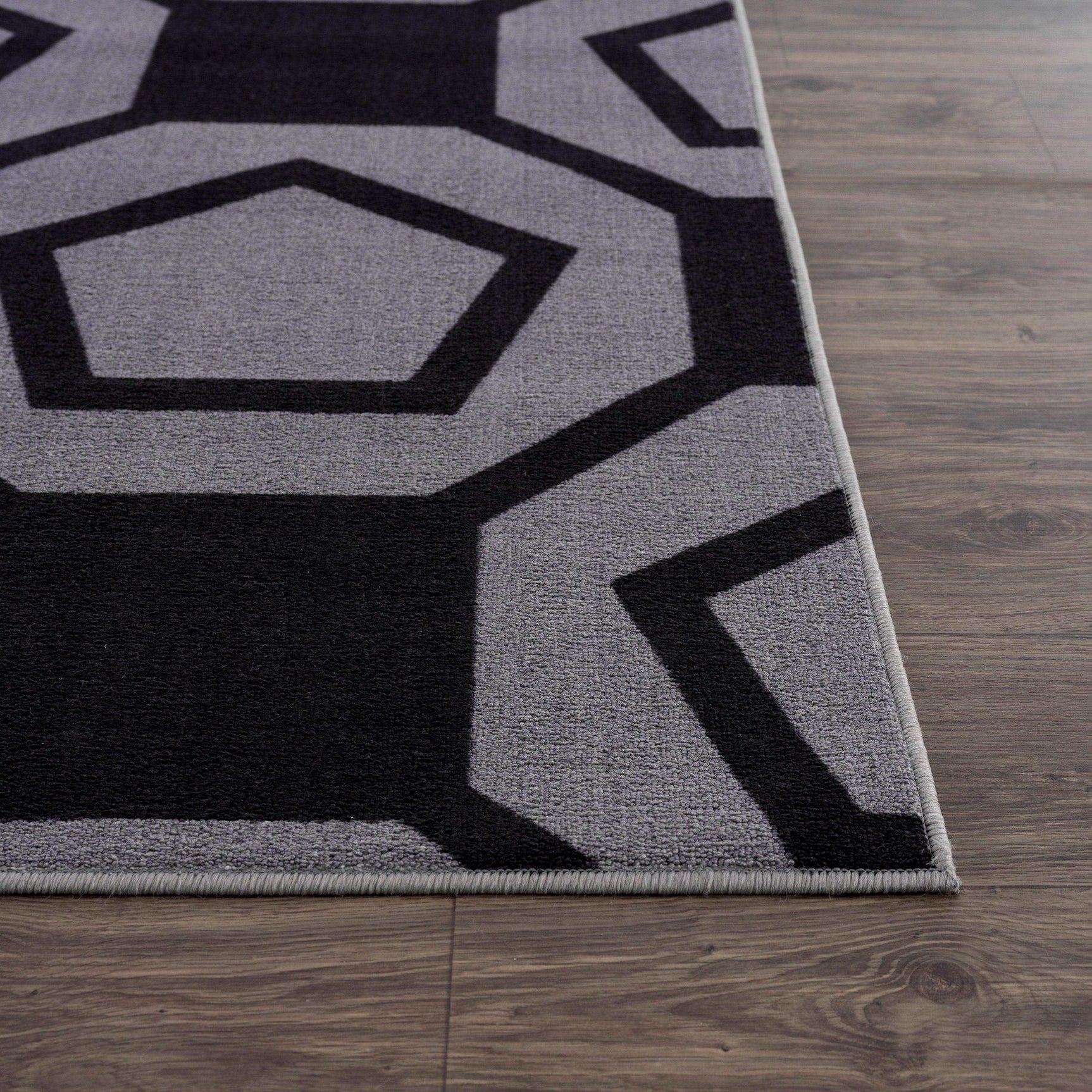 Ventura Black Geometric Indoor NonSlip Area Rugs - Ornate Home