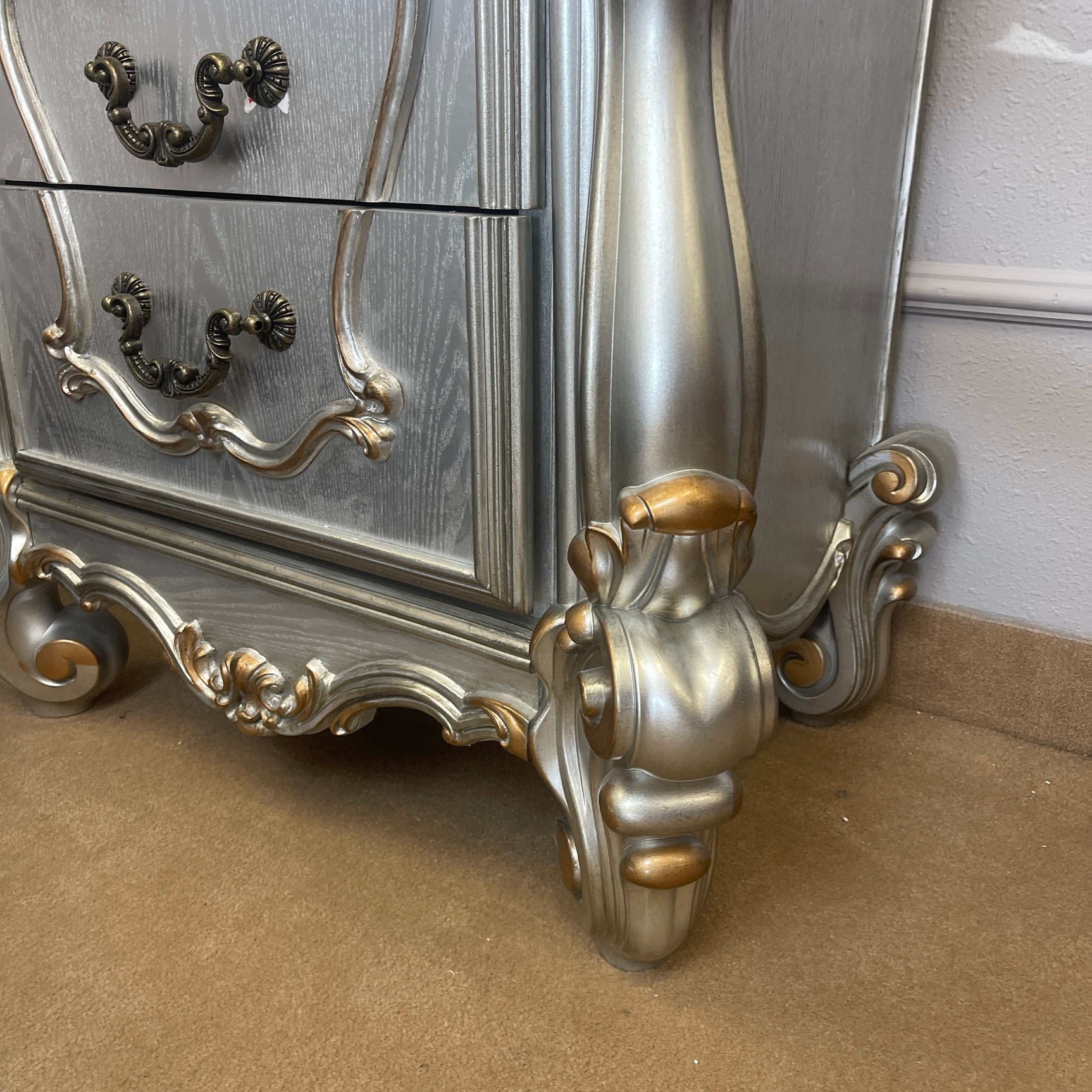 Versailles Antique Platinum Nightstand - Ornate Home