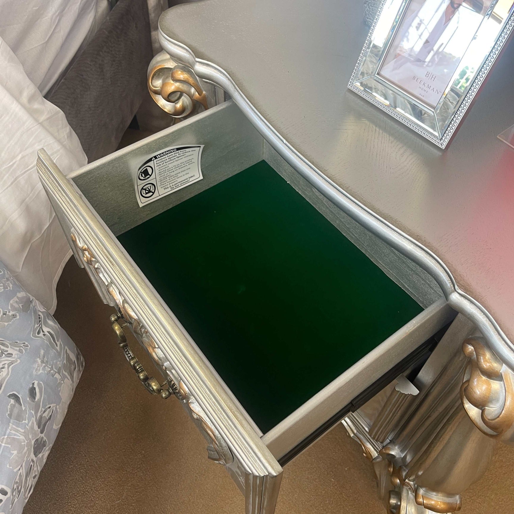 Versailles Antique Platinum Nightstand - Ornate Home