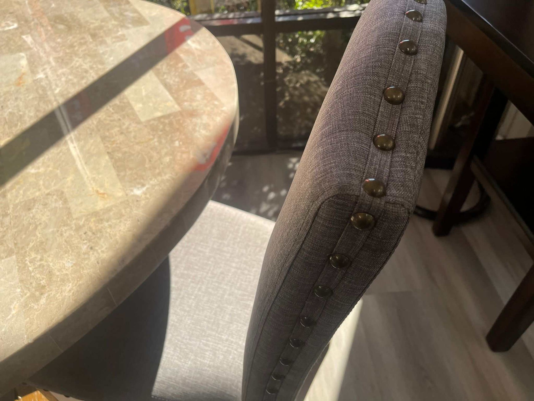 Vesper Brown & Gray Marble Round Dining Set - Ornate Home