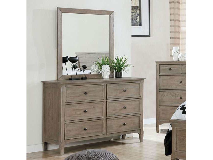 brushed grey dresser Mayberry Hill Wade 6-Drawer Dresser and Mirror in Brushed Ash Gray