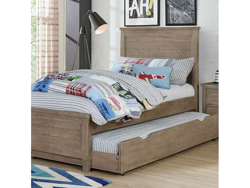 Vevey Wire-Brushed Warm Gray Twin Bed - Ornate Home