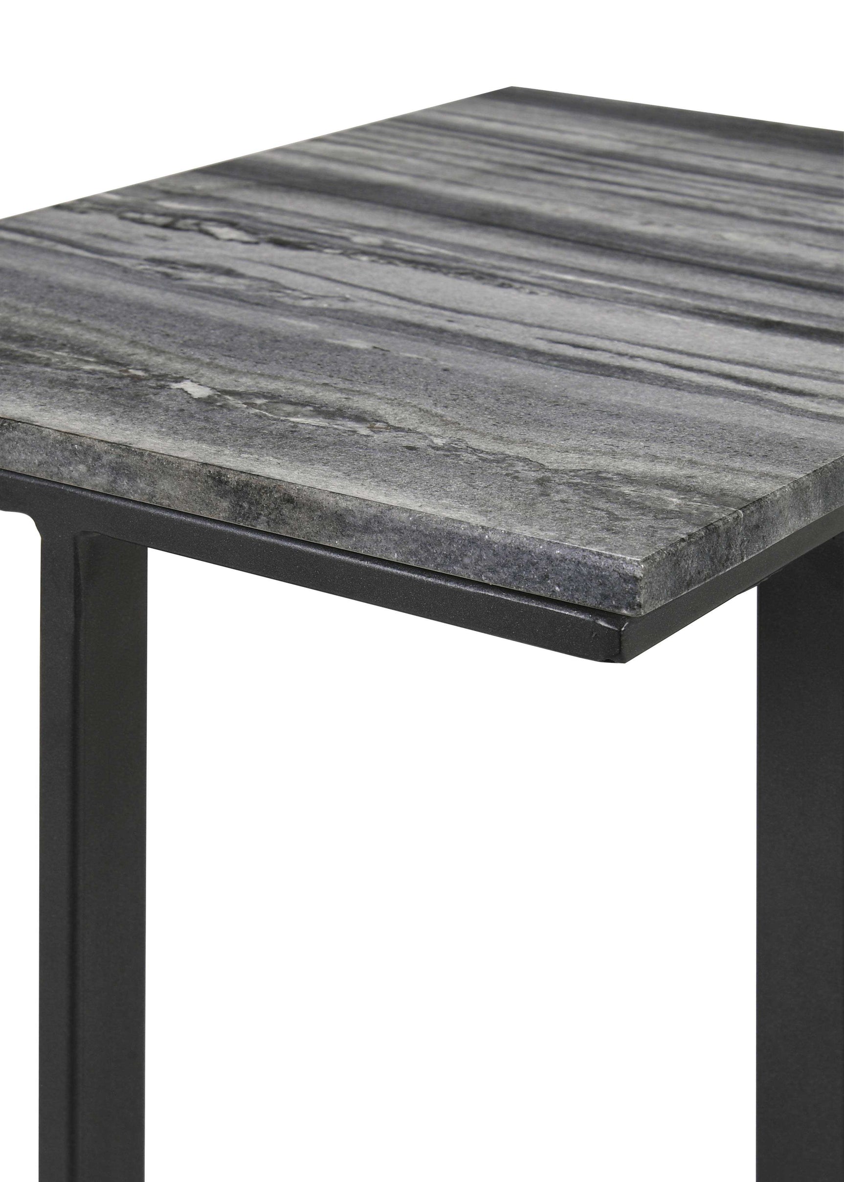 Vicente Grey Marble / Sandy Black Side Table - Ornate Home