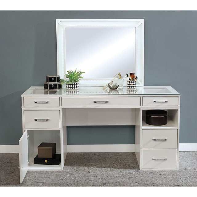Vickie Luminous White Vanity Set - Ornate Home