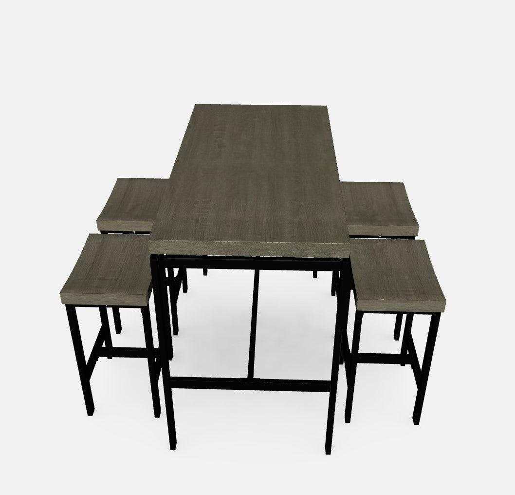 Vilvoorde Black & Gray Metal 5pc Counter Height Set - Ornate Home