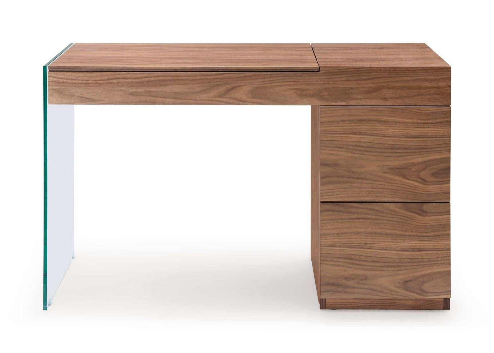 Volare Walnut Floating Glass Vanity w/ Mirror - Ornate Home