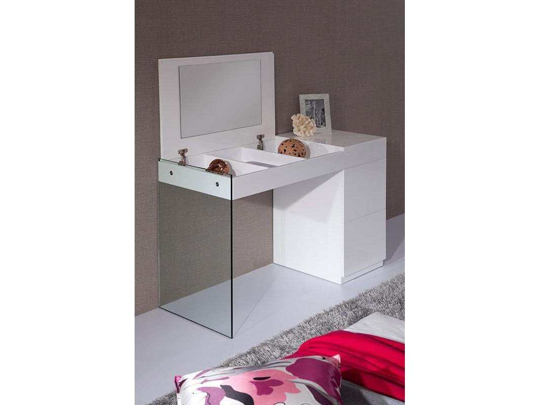 Volare White Floating Glass Vanity w/ Mirror - Ornate Home