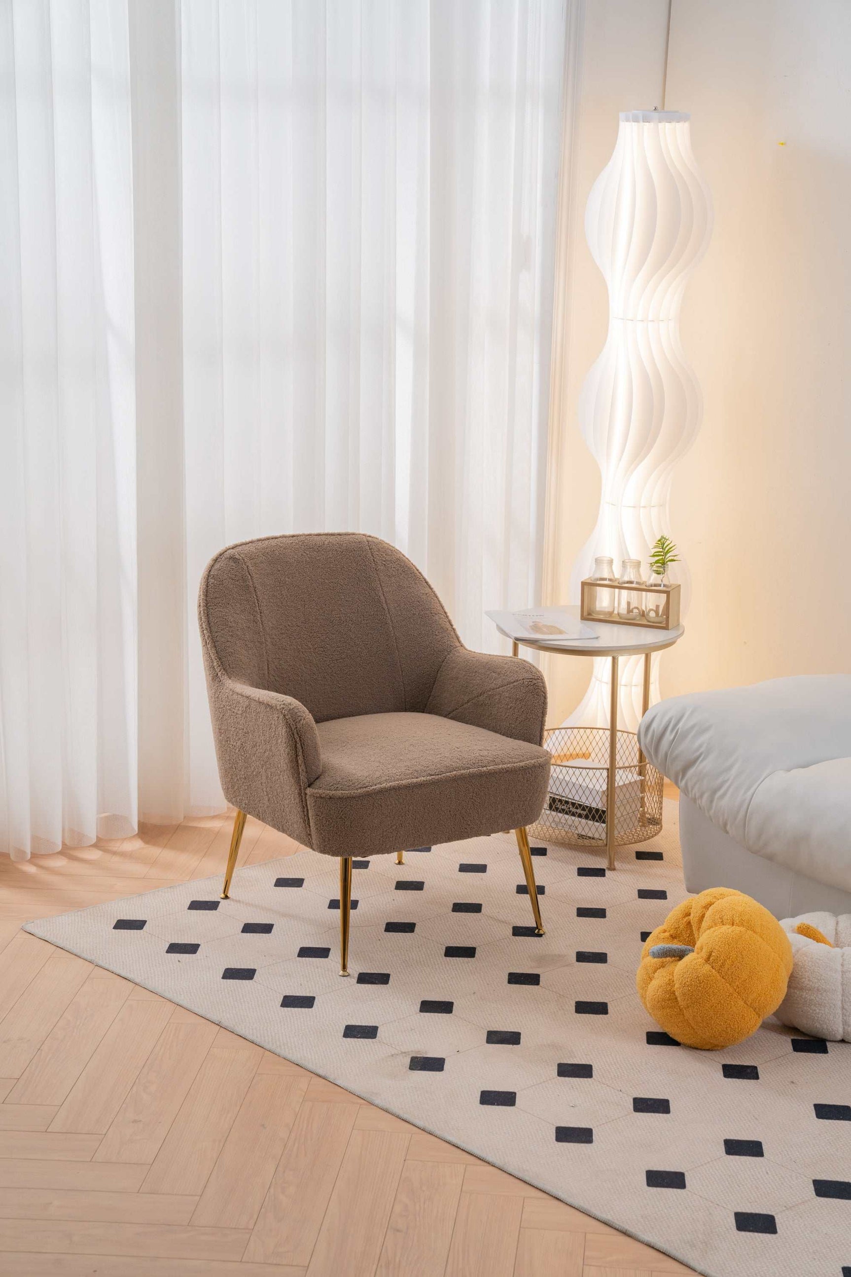 Volta Soft Brown Teddy Accent Chair - Ornate Home