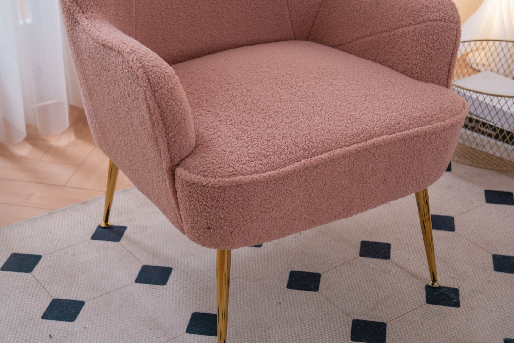 Volta Soft Pink Teddy Accent Chair - Ornate Home