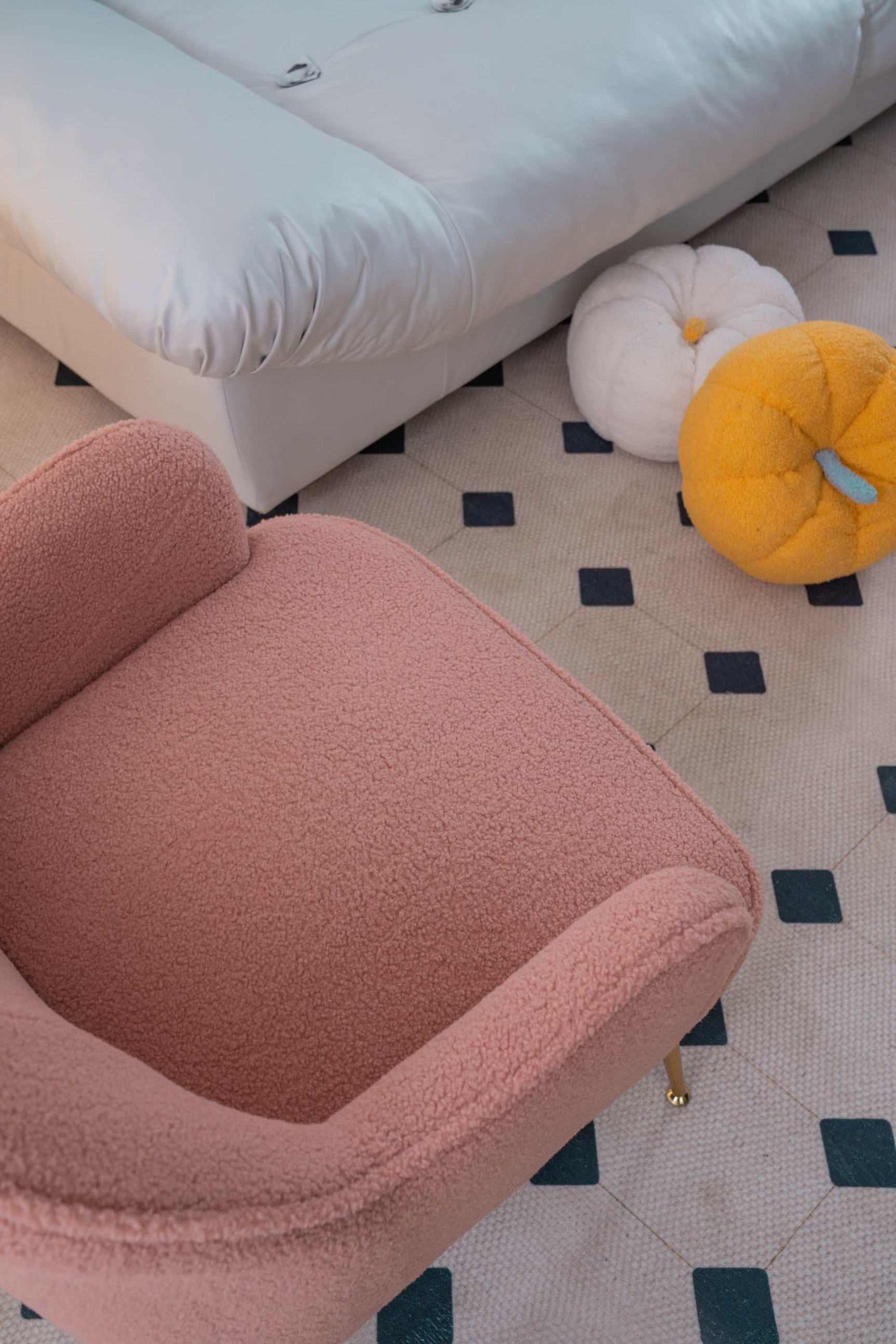 Volta Soft Pink Teddy Accent Chair - Ornate Home