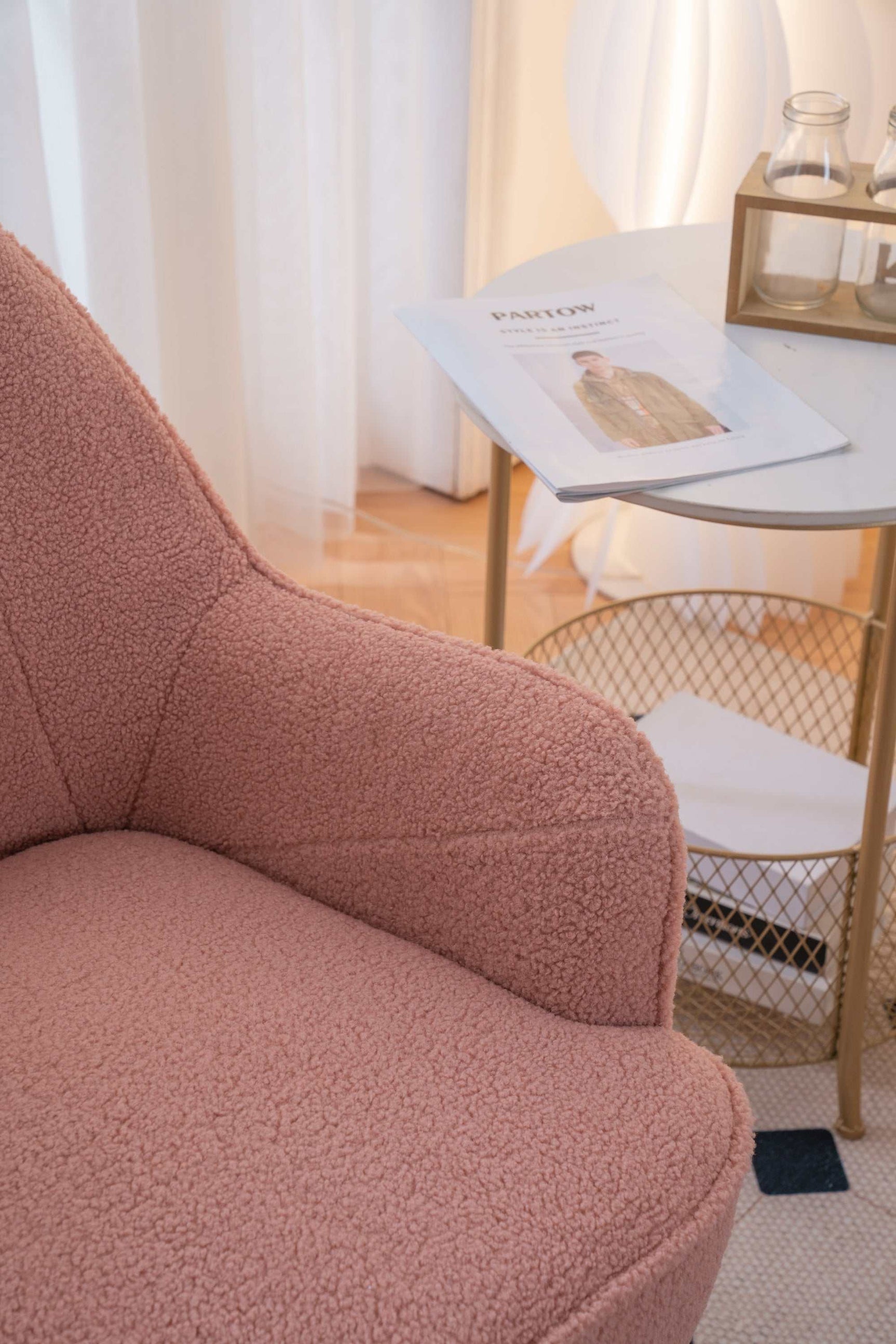 Volta Soft Pink Teddy Accent Chair - Ornate Home