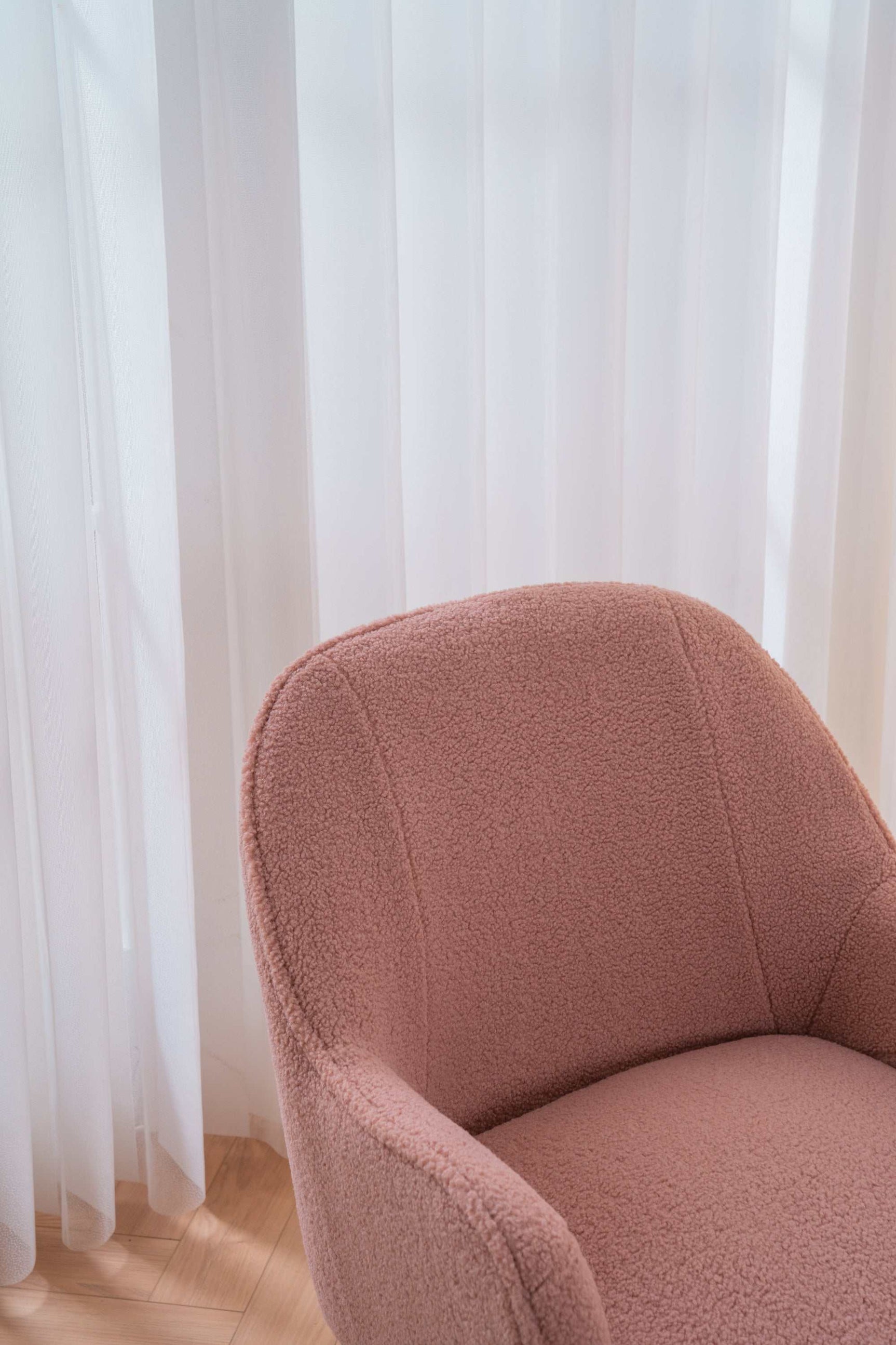 Volta Soft Pink Teddy Accent Chair - Ornate Home