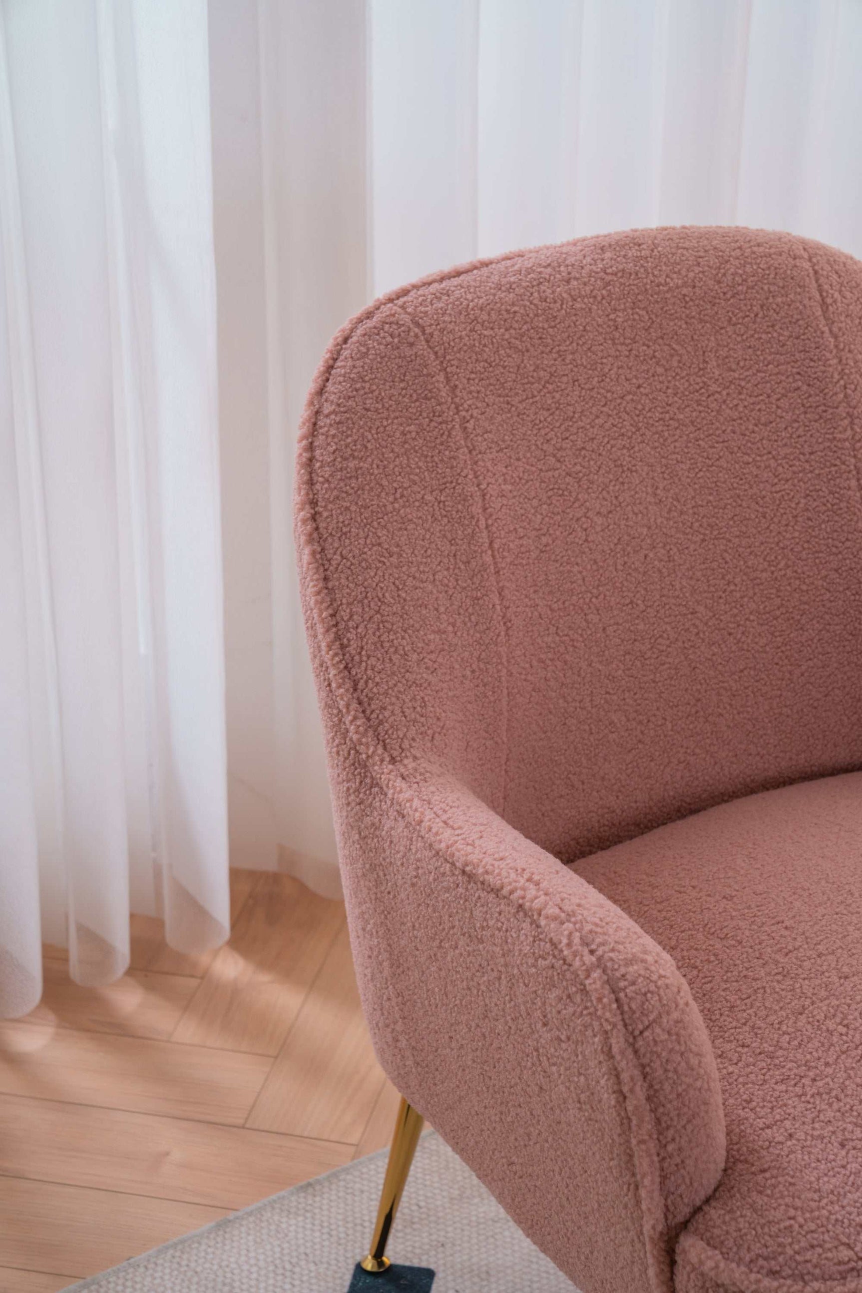 Volta Soft Pink Teddy Accent Chair - Ornate Home