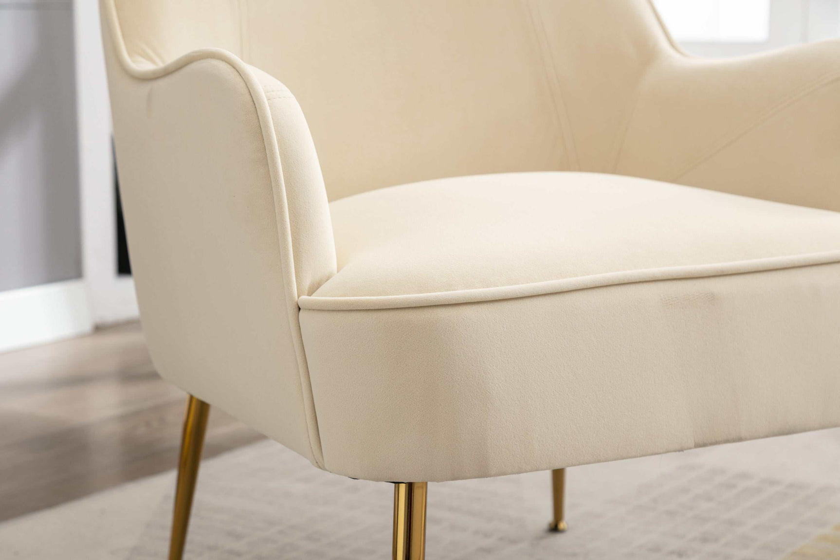 Volta Soft Velvet Cream White Accent Chair - Ornate Home